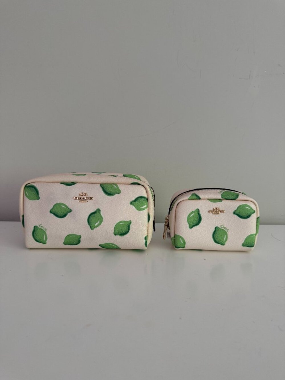 Coach Lime Print Cosmetic Case + Coin Case Set – NWT Mini / Discontinued